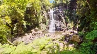 Güneşli bir günde bir şelalenin manzarası