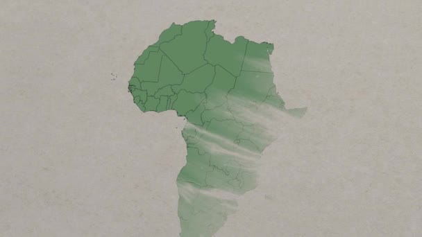 Chad Yukarıdan Zumlarken Gösteren Harita Çad Haritasının Afrika Haritasındaki Yeri — Stok video