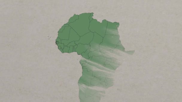 Mapa Ukazující Alžírsko Shora Přibližující Alžírsko Mapa Umístění Mapě Afriky — Stock video