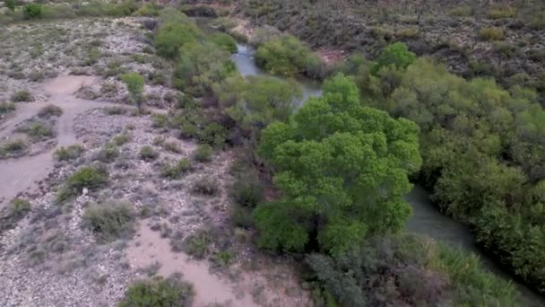 Una Toma Aérea Del Río Verde Campground Arizona — Vídeos de Stock