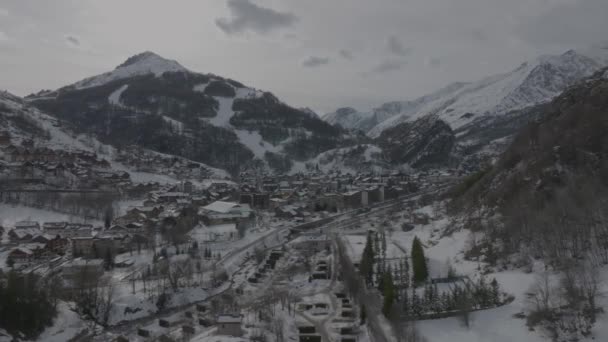 Εναέρια Πλάνα Του Valloire Χειμώνα Savoie — Αρχείο Βίντεο