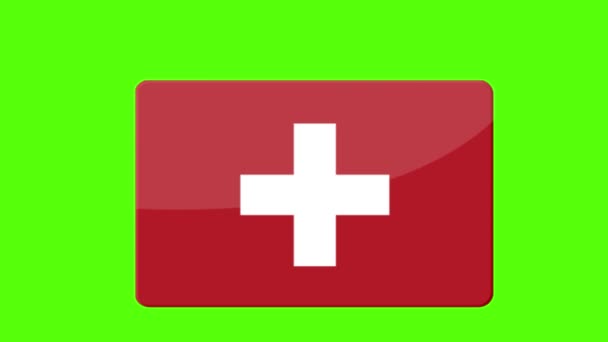 Цифрові Кадри Прапора Швейцарії Являються Зеленому Екрані — стокове відео