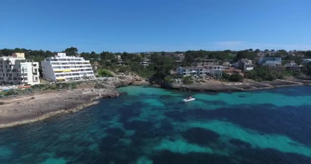 Letecký Záznam Krásného Moře Budov Palmy Ostrově Mallorca Španělsko — Stock video