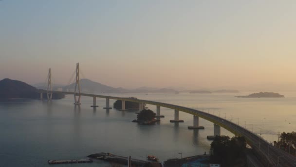 Luchtfoto Van Hangbrug Zee Zuid Korea — Stockvideo