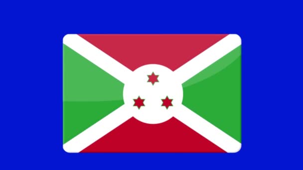 Cyfrowe Nagranie Flagi Burundi Pojawiającej Się Niebieskim Ekranie — Wideo stockowe
