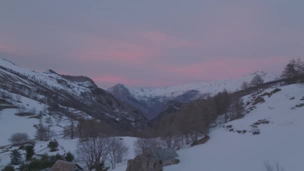 Imágenes Aéreas Valloire Invierno Saboya Francia Estación Esquí Naturaleza Montañas — Vídeos de Stock