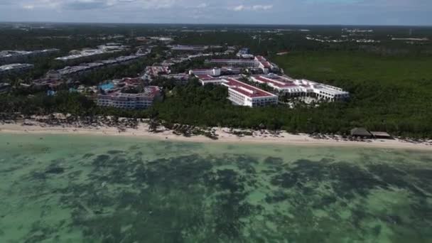 Uma Vista Aérea Uma Bela Praia Limpa México Resort Dia — Vídeo de Stock