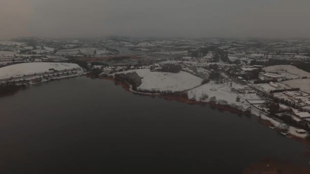 Letecký Záznam Bezpilotního Letounu Ballybay Hrabství Monaghan Irsko Pokrytý Sněhem — Stock video