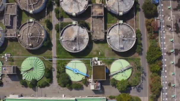 Uma Foto Drone Sistema Purificação Esgoto Centro Restauração Qualidade Água — Vídeo de Stock