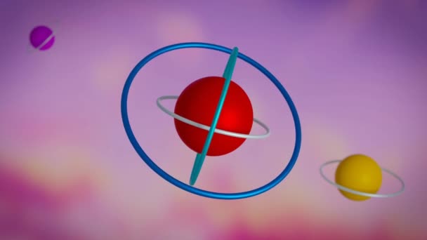 Animação Digital Planetas Rotativos Coloridos — Vídeo de Stock