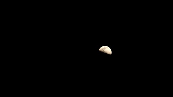 Malebný Pohled Půlměsíc Ozařující Temnou Noční Oblohu — Stock video
