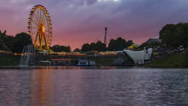 Upływ Czasu Podczas Letniego Festiwalu Monachium Lokalizacja Jest Olympiapark Monachium — Wideo stockowe