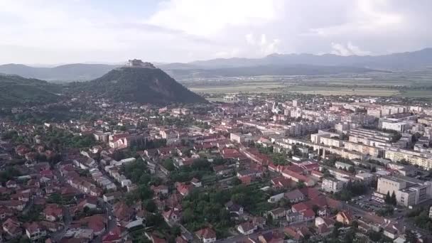 Sebuah Pemandangan Udara Dari Kota Deva Transilvania Rumania Bawah Langit — Stok Video