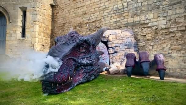 Une Exposition Sculptures Dragon Château Lincoln Pour Jubilé Des Reines — Video