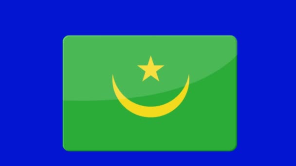 Σημαία Της Μαυριτανίας Εμφανίζεται Στη Μπλε Οθόνη — Αρχείο Βίντεο