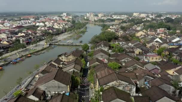 Uma Filmagem Drone Antiga Cidade Hoi Costa Central Vietnã — Vídeo de Stock