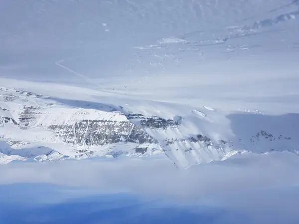 Una Vista Aérea Del Icefields Parkway Durante Invierno Alberta Canadá — Foto de Stock