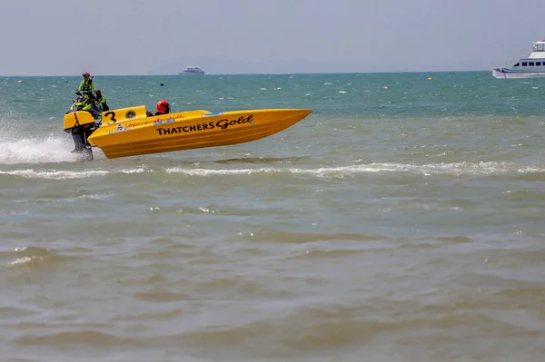 Barco Motor Laranja Competição Lanchas Bang Saray Tailândia — Fotografia de Stock