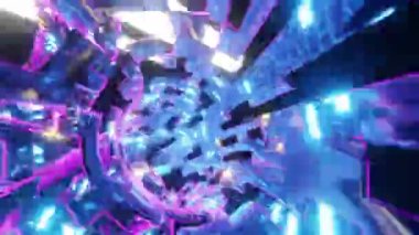 Parlak renkli hızlı fütürist bilim kurgu enerji solucan deliği 3 boyutlu hareket grafikleri arka planı