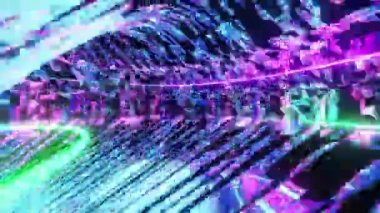 Bir hızlı hareket eden fütüristik bilim kurgu fantezi uzay enerji istasyonu 3D animasyon Mogram arkaplan döngüsü