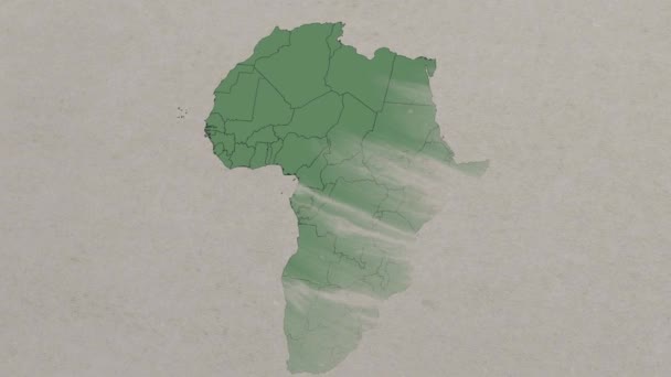 コンゴを示す地図上からズームイン コンゴ地図アフリカ地図 コンゴの国境 地図アニメーション — ストック動画