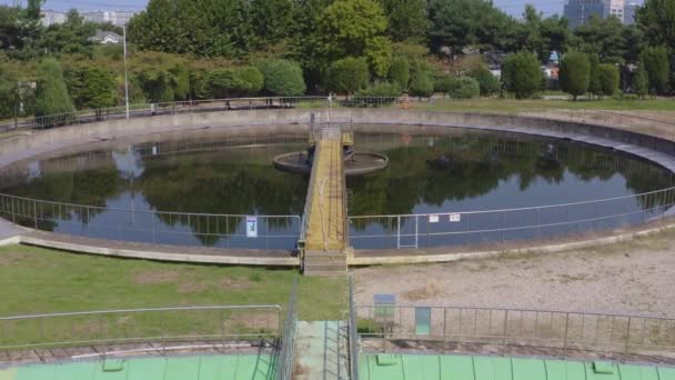 Aerial View Wastewater Purification System — Stock Video