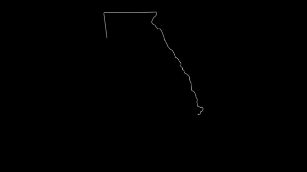 2Dジョージア州地図 ジョージア州地図ホワイトアウトライン ジョージア州地図を見る — ストック動画
