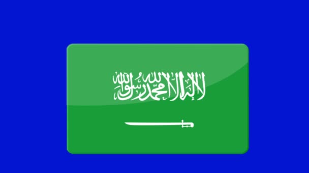 Szaúd Arábia Zászló Jelenik Meg Kék Képernyőn — Stock videók