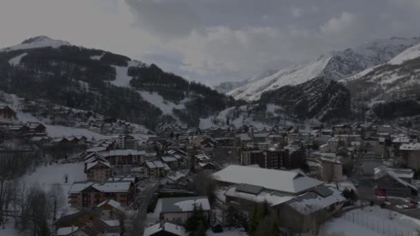 Εναέρια Πλάνα Του Valloire Χειμώνα Savoie — Αρχείο Βίντεο