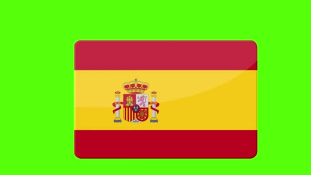 Digitale Beelden Van Vlag Van Spanje Verschijnen Het Groene Scherm — Stockvideo