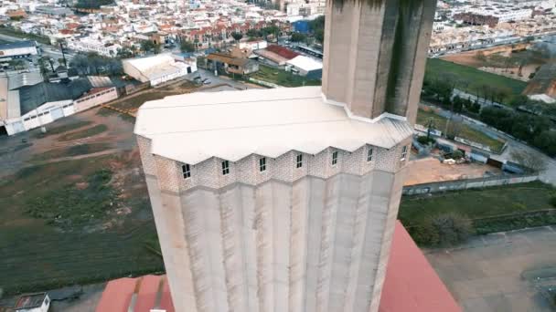 穀物エレベーター 穀倉の建物の空中映像 — ストック動画