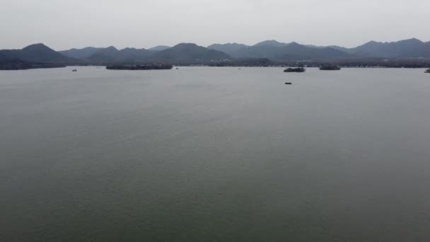 Letecký Pohled Západní Jezero Hangzhou Čína — Stock video