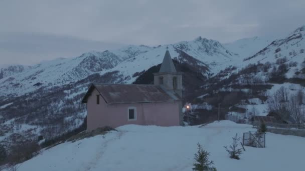 Zdjęcia Lotnicze Valloire Zimie Savoie Francja Stacja Narciarska Przyroda Góry — Wideo stockowe