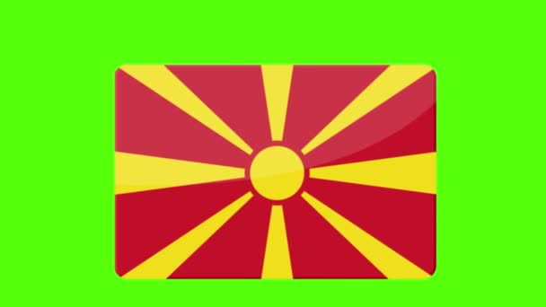 Цифрова Ілюстрація Національного Прапора Північної Македонії Зеленому Тлі — стокове відео
