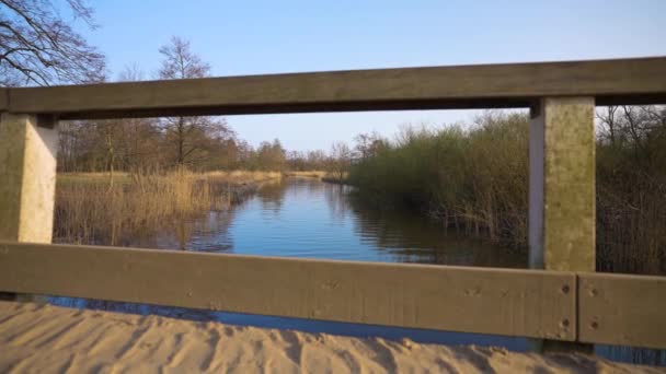 荷兰格罗宁根附近河流上的一座桥 — 图库视频影像