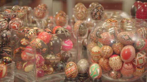 Imagens Close Coleção Ovos Tradicionais Páscoa Ucraniana Pysanka — Vídeo de Stock