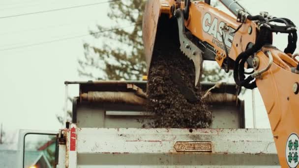 Construção Escavação Adição Uma Nova Linha Água Para Uma Nova — Vídeo de Stock