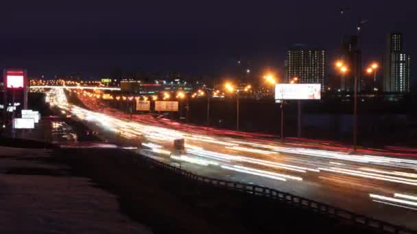 Een Prachtig Uitzicht Het Nachtverkeer Moskou Ring Road Rusland — Stockvideo