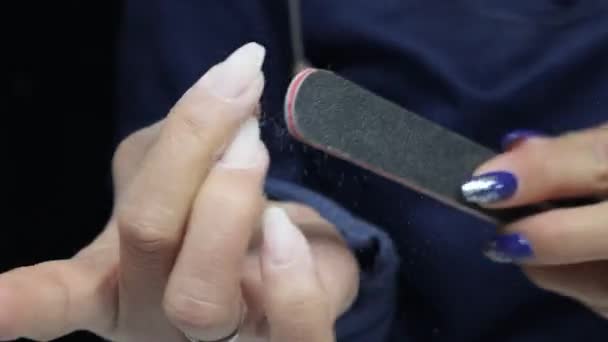 Woman Putting Beautiful Nail Art Her Fingers — Stock Video