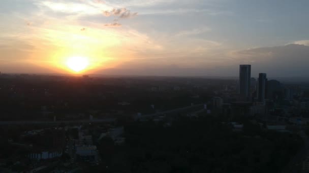 Drone Shot Sunset Sunrise City — Stock Video
