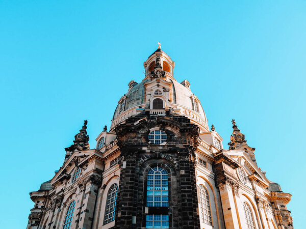 A low angle shot of the Frauenkirche in Dresden, Germany