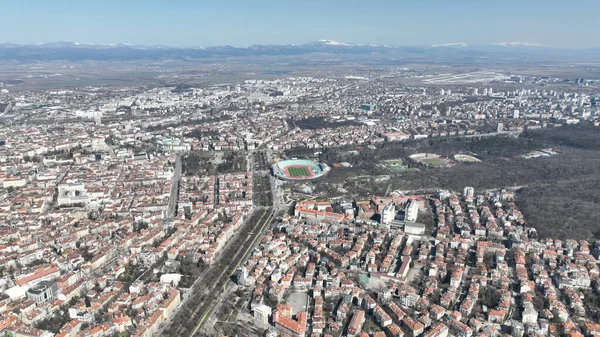 Areal Widok Miasto Narodowy Stadion Sofii — Zdjęcie stockowe