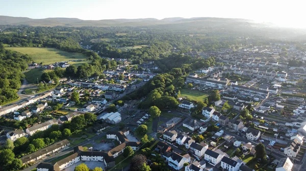 Pohled Ptačí Perspektivy Obytnou Čtvrť Údolí Swansea Walesu — Stock fotografie