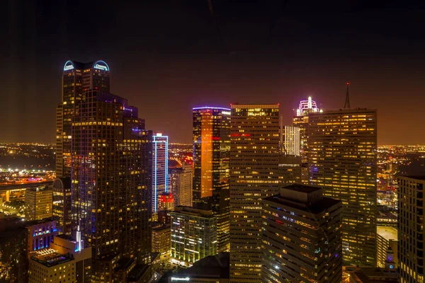Verlichte Gebouwen Het Centrum Van Dallas Texas Nachts — Stockfoto