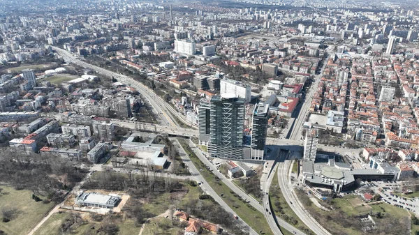 Luftaufnahme Eines Modernen Gebäudes Das Sich Von Der Stadt Sofia — Stockfoto