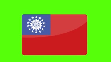 Myanmar Birliği bayrağının dijital görüntüleri yeşil ekranda beliriyor..