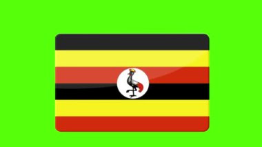 Yeşil ekranda beliren Uganda bayrağının dijital görüntüleri..