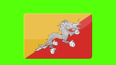 Bhutan 'ın ulusal bayrağı yeşil ekranda görünüyor.