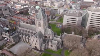 İrlanda 'nın Dublin şehrinin insansız hava aracı görüntüsü.