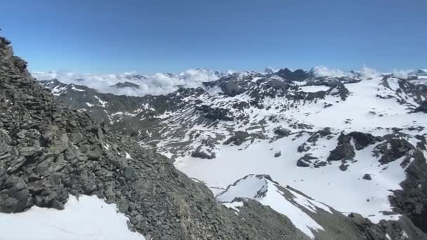 Flygbild Över Snöiga Siviez Mont Fort Bergen Schweiz — Stockvideo